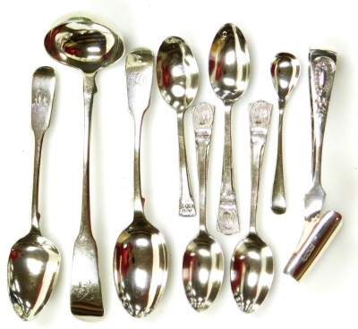 Miscellaneous silver cutlery, including some commemorative teaspoons, 5oz.