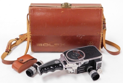 A Bolex Naillard camera, with additional lens in fitted case with instruction manual.