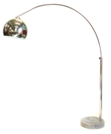 A Frandsen design chrome plated reading standard lamp, with an arched adjustable support on a marble base, with instructions.