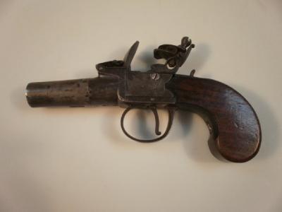 An early 19thC flintlock boxlock pocket pistol