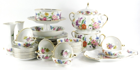 A collection of German Gloria porcelain dinner and tea ware, etc., to include two tureens and covers, bowl, stand, vases, etc.