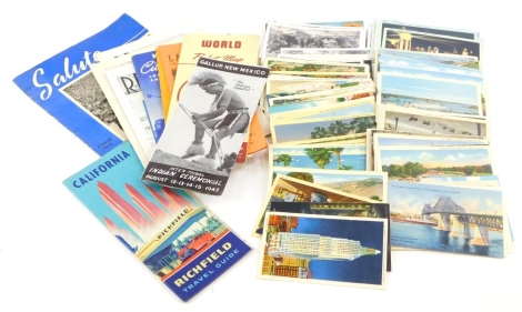 A quantity of ephemera, to include postcards, mainly relating to America to include California, some brochures, etc.