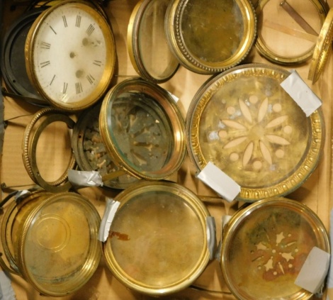 A quantity of mainly French brass clock glasses, bezels, etc.