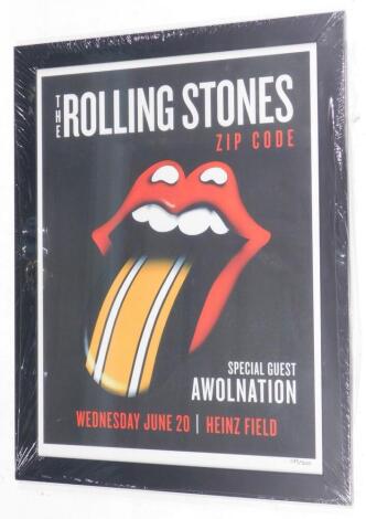 A limited edition Rolling Stones Zipcode poster, for Wednesday 20th June number 89 of 500, 68cm x 53cm.