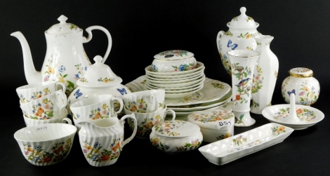 A quantity of Aynsley Cottage Garden porcelain, to include two handled vase and cover, ring tidy, coffee pot, jar and cover, plates, etc.