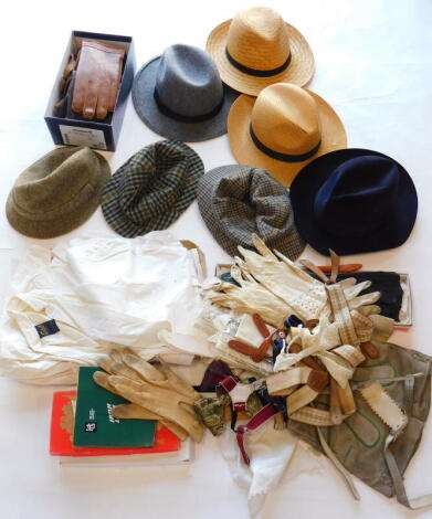 A quantity of gentleman's vintage clothing, hats, gloves, etc.