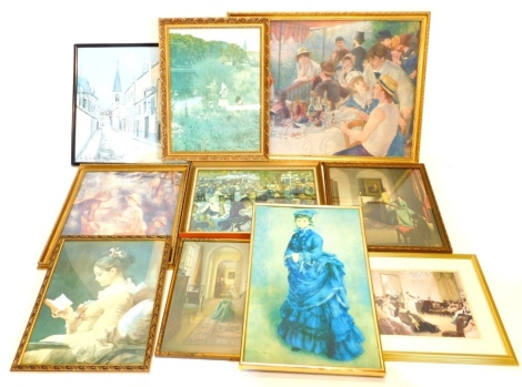 After Renoir. Figures print, 67cm x 90cm, other Old Masters, sampler print, other Renoir, etc. (a quantity)