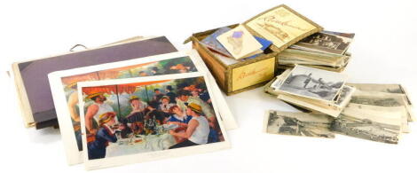 Bygones, postcards, and ephemera, various early 20thC black and white and coloured scenes, to include continental and others, Webb's Hotel, other black and white scenery, and cigar box containing further cards and ephemera, postcards, etc., various Old Ma