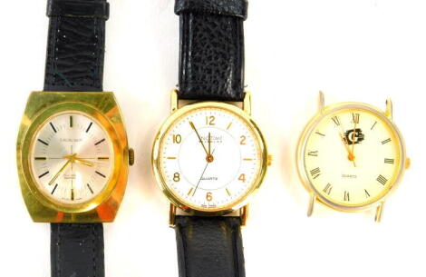 Various wristwatches, Excalibur 17 jewel, with 2cm diameter face, and 3cm wide case, Inctime quartz and another marked G, (3).