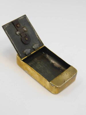 A 19thC brass rectangular snuff box, with single combination dial, 7cm x .4cm. - 2