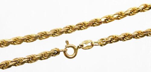 A 9ct gold rope twist necklace, 50cm long, 19.2g.