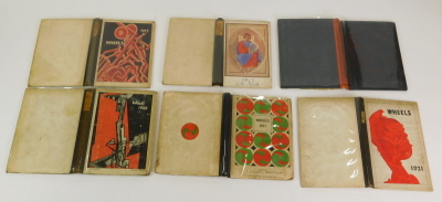 Sitwell (Edith) and Osbert Sitwell (ed.). WHEELS AN ANTHOLOGY OF VERSE, cycles 1-6, ex-libris and inscribed by Tom Winteringham, publisher's cloth-backed boards, glassine wrappers, first vol. second edition, other FIRST EDITION, [Fifoot EB1(b) - EB8], sm - 4