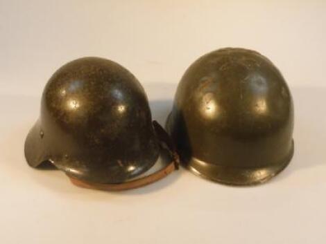 Two German infantry steel helmets