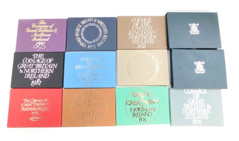 Royal Mint proof coin collections, 1972-75., 1977-81., 1984 -85., 1992. (12)