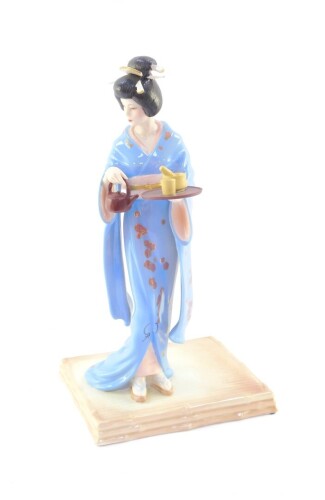 Tamiko Geisha top with Tray Franklin Mint Blue