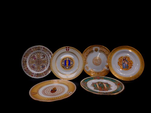 Six Spode porcelain collector's plates, comprising The Iona Plate., The Salisbury Cathedral Plate., The Westminster Abbey Plate., The Ely Cathedral Plate., The Winchester Cathedral Plate., and The Lincoln Cathedral Plate.