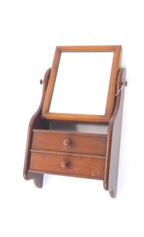 A Victorian style hanging mirror, of rectangular form with metal adjusters above two drawers with invisible Cotswold style doves tails, 60cm high, 31cm wide, 18cm deep.