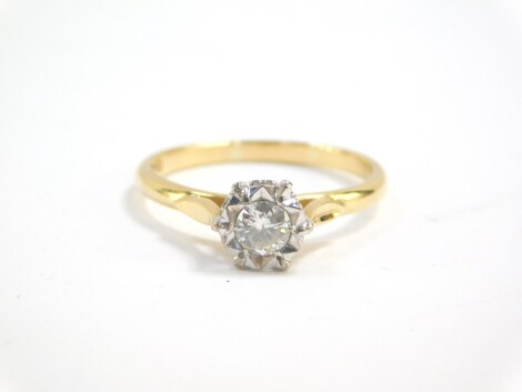 An 18ct gold and diamond solitaire ring, illusion set, approx 0.5cts, size Q. 3.7g.