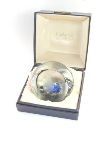 A Caithness glass paperweight engraved with a puffin, limited edition 171/250, boxed.