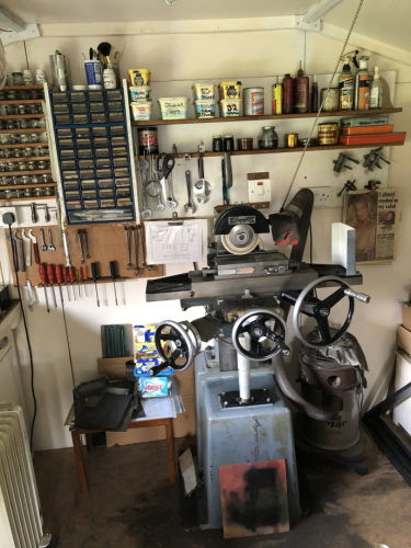 An Eagle surface grinding machine, serial no 3388, being a single phase unit with a permanent magnetic chuck, together with grinding paste, old slip stones, and associated items to the tooling and cabinets above, and a quantity of files, grinding wheels,