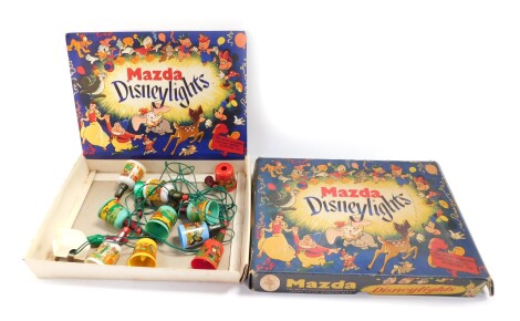 A vintage set of Mazda Disney Christmas lights, boxed, 34cm wide.