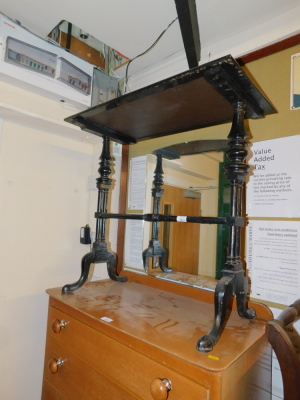 A Victorian and later ebonised side table, 73cm high, 76cm wide, 39cm deep.