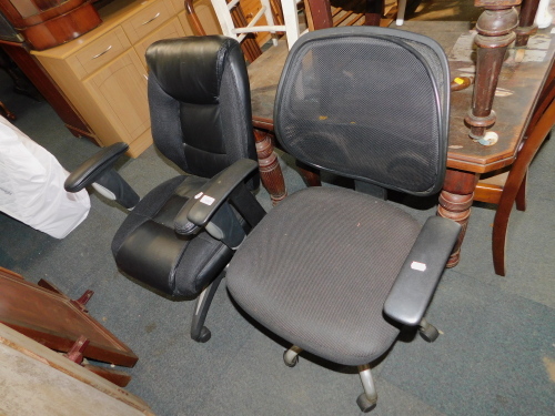 Two office chairs.