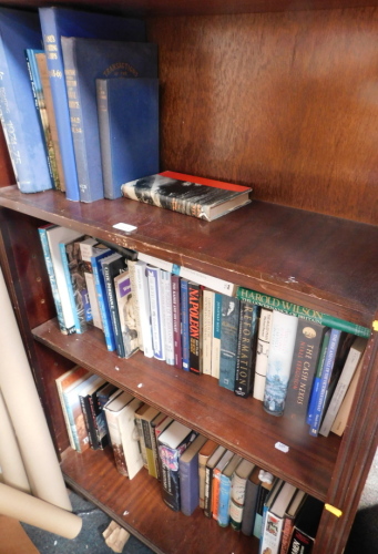 War related books, mainly hardback, including U-Boat., Jane's Fighting Ships, 1974-1975., Napoleon's Army., etc. (2 shelves and other).