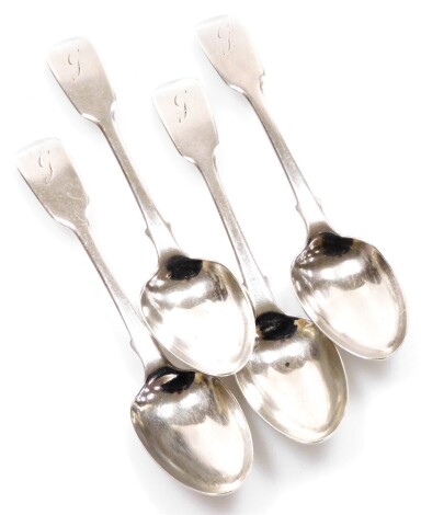 A set of four Victorian silver teaspoons, Old English pattern, London probably 1842, 3oz. (4)