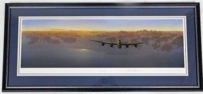 After Gerald Coulson. The Last Glow, limited edition, singed in pencil to margin and numbered 807/850, with seal stamp, 31cm x 92cm, framed and glazed. - 2