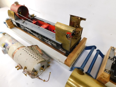 A scratch built 3 1/2" gauge part built King Arthur Class locomotive, 4-6-0, and tender, with bespoke carry cases, 24cm high, 133cm wide, 17cm deep. - 4