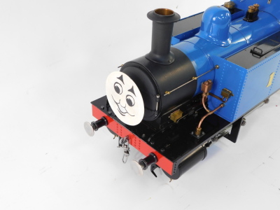 A scratch built 3 1/2 gauge Thomas The Tank Engine, 0-6-0ST, blue livery, No 1, Isle of Sodor Railway, with bespoke carry case, 23cm high, 55cm wide, 18cm deep. - 2