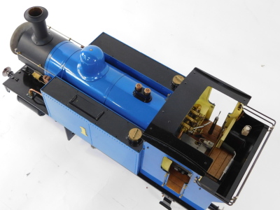 A scratch built 3 1/2 gauge Thomas The Tank Engine, 0-6-0ST, blue livery, No 1, Isle of Sodor Railway, with bespoke carry case, 23cm high, 55cm wide, 18cm deep. - 3