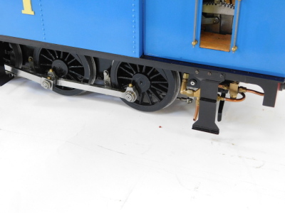 A scratch built 3 1/2 gauge Thomas The Tank Engine, 0-6-0ST, blue livery, No 1, Isle of Sodor Railway, with bespoke carry case, 23cm high, 55cm wide, 18cm deep. - 4