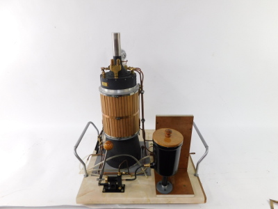 A scratch built steam vertical boiler, 80psi, model no 120964, on a bespoke base with carrying handles, 67cm high. - 4