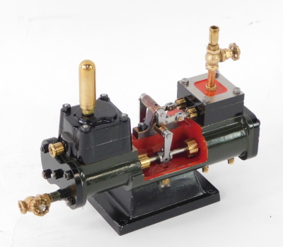 A scratch built steam boiler feed pump, possibly Stuart Turner, 15.5cm wide.