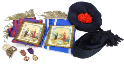 A quantity of an ancient order of Odd Fellows memorabilia, to include a 9ct gold jewel awarded for the Independent Order of Odd Fellows Manchester Unity, awarded to a George W Eggleton of the Wisbech District in recognition of his service as Provincial Gr