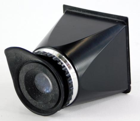 A Hasselblad magnifying hood chimney viewfinder.