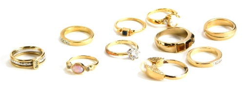 Ten various modern dress rings, all stone set, some Avon.