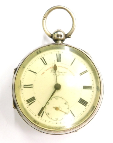 An Edwardian silver pocket watch, the enamel dial stamped J. G Graves, Sheffield, the Express English Lever, Chester 1902.