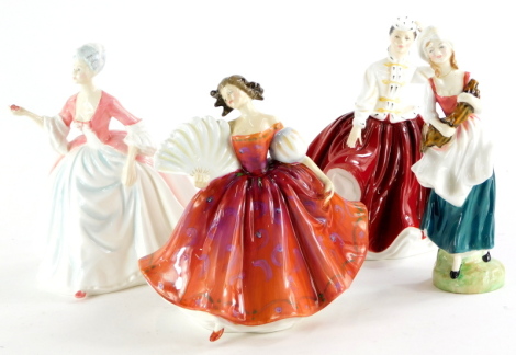 Four Royal Doulton porcelain ladies, Diana, Lizzie, First Waltz and Gail.