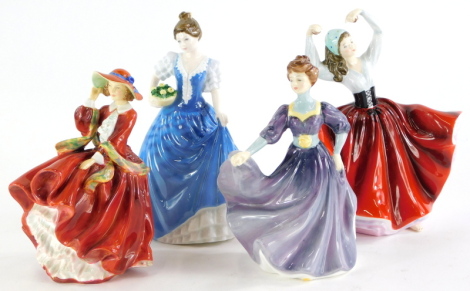 Four Royal Doulton figurines, Jacqueline, Karen, Helen and Top O' The Hill.