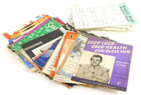 A quantity of sheet music, to include The Beatles, other sheet music for Rock and Roll acts, Joe Loss, Cliff Richard, etc.