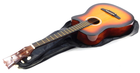 A Chinese Charsley acoustic guitar, model no. W-408, 95cm long, in canvas case.