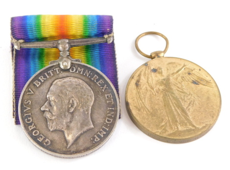 Two WWI medals, awarded to 583A. Bombardier H.Coulson Royal Artillery, the Campaign medal and the Victory medal. (2)