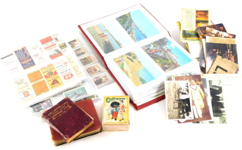 A quantity of ephemera, to include various postcards, and autograph albums, cigarette cards, match cases etc.