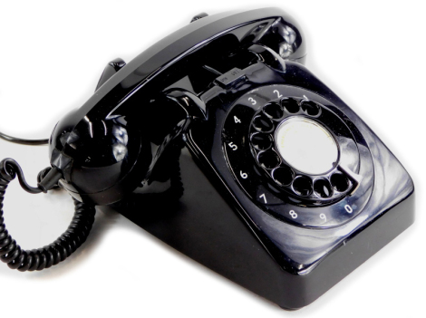 A 1960s black GPO706 type telephone, with bell on/off button.