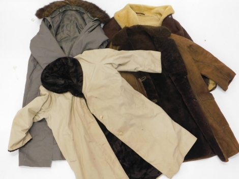 Vintage coats, to include two sheepskin jackets.