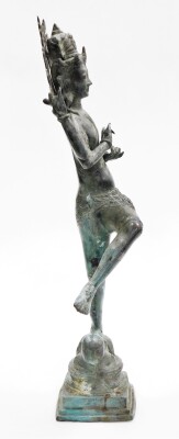 A hollow cast spelter figure of Shirva, two-colour green patination, 62cm high. - 2