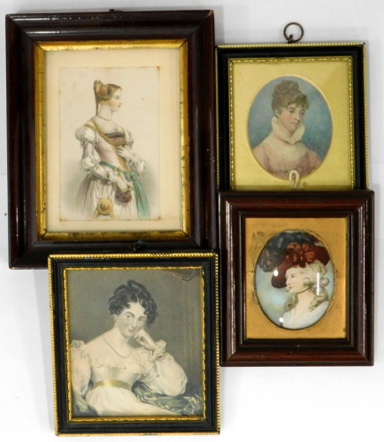 After Simpson. Lady De Tabley, engraving; two further miniature prints and and a miniature crystoleum print. (4)